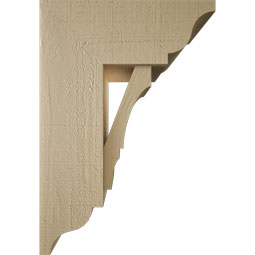 Ekena Millwork - BKTUR0756X18X26BOA01RCPR - Timberthane Faux Wood Balboa Style Bracket w/ Offset Brace, Traditional Ends, 7 1/2"W x 18"D x 26"H, Primed Tan