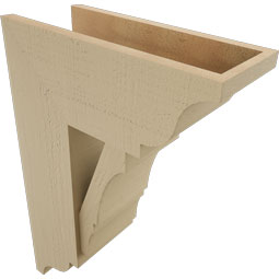 Ekena Millwork - BKTUR0756X18X26BOA01RCPR - Timberthane Faux Wood Balboa Style Bracket w/ Offset Brace, Traditional Ends, 7 1/2"W x 18"D x 26"H, Primed Tan