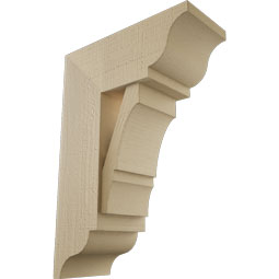 Ekena Millwork - BKTUR0756X18X26BOA01RCPR - Timberthane Faux Wood Balboa Style Bracket w/ Offset Brace, Traditional Ends, 7 1/2"W x 18"D x 26"H, Primed Tan