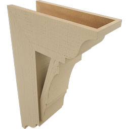 Ekena Millwork - BKTUR0756X18X30BOA01RCPR - Timberthane Faux Wood Balboa Style Bracket w/ Offset Brace, Traditional Ends, 7 1/2"W x 18"D x 30"H, Primed Tan
