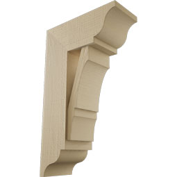 Ekena Millwork - BKTUR0756X18X30BOA01RCPR - Timberthane Faux Wood Balboa Style Bracket w/ Offset Brace, Traditional Ends, 7 1/2"W x 18"D x 30"H, Primed Tan