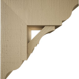 Ekena Millwork - BKTUR0756X20X20BOA01RCPR - Timberthane Faux Wood Balboa Style Bracket w/ Offset Brace, Traditional Ends, 7 1/2"W x 20"D x 20"H, Primed Tan