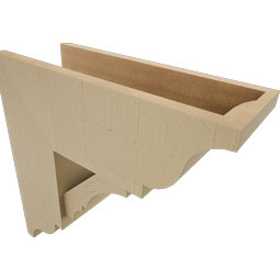 Ekena Millwork - BKTUR0756X20X20BOA01RCPR - Timberthane Faux Wood Balboa Style Bracket w/ Offset Brace, Traditional Ends, 7 1/2"W x 20"D x 20"H, Primed Tan
