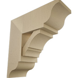 Ekena Millwork - BKTUR0756X20X20BOA01RCPR - Timberthane Faux Wood Balboa Style Bracket w/ Offset Brace, Traditional Ends, 7 1/2"W x 20"D x 20"H, Primed Tan