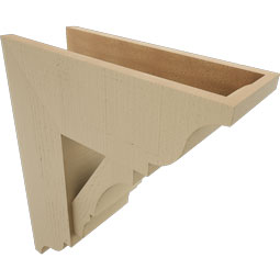 Ekena Millwork - BKTUR0756X20X24BOA01RCPR - Timberthane Faux Wood Balboa Style Bracket w/ Offset Brace, Traditional Ends, 7 1/2"W x 20"D x 24"H, Primed Tan