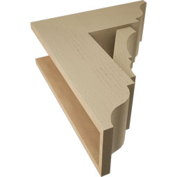 Ekena Millwork - BKTUR0756X20X24BOA01RCPR - Timberthane Faux Wood Balboa Style Bracket w/ Offset Brace, Traditional Ends, 7 1/2"W x 20"D x 24"H, Primed Tan