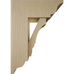 Ekena Millwork - BKTUR0756X20X28BOA01RCPR - Timberthane Faux Wood Balboa Style Bracket w/ Offset Brace, Traditional Ends, 7 1/2"W x 20"D x 28"H, Primed Tan