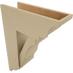 Ekena Millwork - BKTUR0756X20X28BOA01RCPR - Timberthane Faux Wood Balboa Style Bracket w/ Offset Brace, Traditional Ends, 7 1/2"W x 20"D x 28"H, Primed Tan