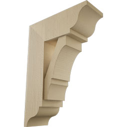 Ekena Millwork - BKTUR0756X20X28BOA01RCPR - Timberthane Faux Wood Balboa Style Bracket w/ Offset Brace, Traditional Ends, 7 1/2"W x 20"D x 28"H, Primed Tan