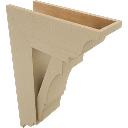 Ekena Millwork - BKTUR0756X20X32BOA01RCPR - Timberthane Faux Wood Balboa Style Bracket w/ Offset Brace, Traditional Ends, 7 1/2"W x 20"D x 32"H, Primed Tan