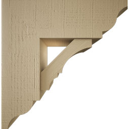 Ekena Millwork - BKTUR0756X22X22BOA01RCPR - Timberthane Faux Wood Balboa Style Bracket w/ Offset Brace, Traditional Ends, 7 1/2"W x 22"D x 22"H, Primed Tan