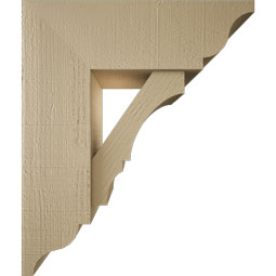 Ekena Millwork - BKTUR0756X22X26BOA01RCPR - Timberthane Faux Wood Balboa Style Bracket w/ Offset Brace, Traditional Ends, 7 1/2"W x 22"D x 26"H, Primed Tan