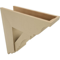 Ekena Millwork - BKTUR0756X22X26BOA01RCPR - Timberthane Faux Wood Balboa Style Bracket w/ Offset Brace, Traditional Ends, 7 1/2"W x 22"D x 26"H, Primed Tan