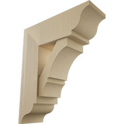 Ekena Millwork - BKTUR0756X22X26BOA01RCPR - Timberthane Faux Wood Balboa Style Bracket w/ Offset Brace, Traditional Ends, 7 1/2"W x 22"D x 26"H, Primed Tan
