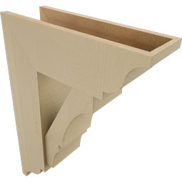 Ekena Millwork - BKTUR0756X22X30BOA01RCPR - Timberthane Faux Wood Balboa Style Bracket w/ Offset Brace, Traditional Ends, 7 1/2"W x 22"D x 30"H, Primed Tan