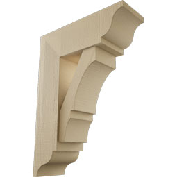Ekena Millwork - BKTUR0756X22X30BOA01RCPR - Timberthane Faux Wood Balboa Style Bracket w/ Offset Brace, Traditional Ends, 7 1/2"W x 22"D x 30"H, Primed Tan
