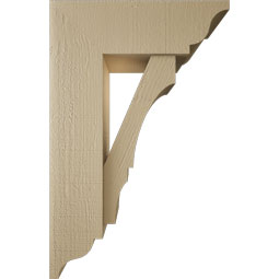 Ekena Millwork - BKTUR0756X22X34BOA01RCPR - Timberthane Faux Wood Balboa Style Bracket w/ Offset Brace, Traditional Ends, 7 1/2"W x 22"D x 34"H, Primed Tan