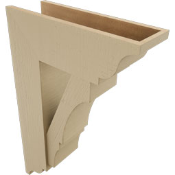 Ekena Millwork - BKTUR0756X22X34BOA01RCPR - Timberthane Faux Wood Balboa Style Bracket w/ Offset Brace, Traditional Ends, 7 1/2"W x 22"D x 34"H, Primed Tan