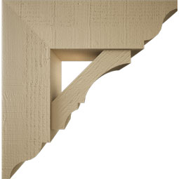 Ekena Millwork - BKTUR0756X24X24BOA01RCPR - Timberthane Faux Wood Balboa Style Bracket w/ Offset Brace, Traditional Ends, 7 1/2"W x 24"D x 24"H, Primed Tan