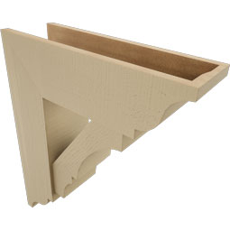 Ekena Millwork - BKTUR0756X24X28BOA01RCPR - Timberthane Faux Wood Balboa Style Bracket w/ Offset Brace, Traditional Ends, 7 1/2"W x 24"D x 28"H, Primed Tan