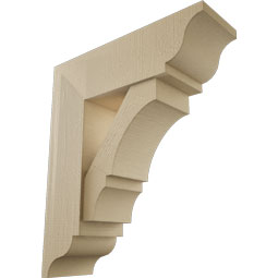 Ekena Millwork - BKTUR0756X24X28BOA01RCPR - Timberthane Faux Wood Balboa Style Bracket w/ Offset Brace, Traditional Ends, 7 1/2"W x 24"D x 28"H, Primed Tan