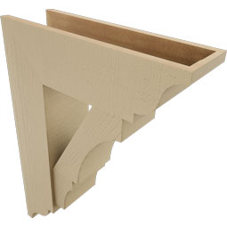 Ekena Millwork - BKTUR0756X24X32BOA01RCPR - Timberthane Faux Wood Balboa Style Bracket w/ Offset Brace, Traditional Ends, 7 1/2"W x 24"D x 32"H, Primed Tan