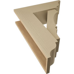 Ekena Millwork - BKTUR0756X24X32BOA01RCPR - Timberthane Faux Wood Balboa Style Bracket w/ Offset Brace, Traditional Ends, 7 1/2"W x 24"D x 32"H, Primed Tan