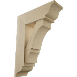 Ekena Millwork - BKTUR0756X24X32BOA01RCPR - Timberthane Faux Wood Balboa Style Bracket w/ Offset Brace, Traditional Ends, 7 1/2"W x 24"D x 32"H, Primed Tan