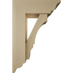 Ekena Millwork - BKTUR0756X24X36BOA01RCPR - Timberthane Faux Wood Balboa Style Bracket w/ Offset Brace, Traditional Ends, 7 1/2"W x 24"D x 36"H, Primed Tan