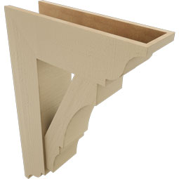 Ekena Millwork - BKTUR0756X24X36BOA01RCPR - Timberthane Faux Wood Balboa Style Bracket w/ Offset Brace, Traditional Ends, 7 1/2"W x 24"D x 36"H, Primed Tan