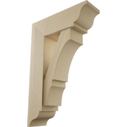 Ekena Millwork - BKTUR0756X24X36BOA01RCPR - Timberthane Faux Wood Balboa Style Bracket w/ Offset Brace, Traditional Ends, 7 1/2"W x 24"D x 36"H, Primed Tan