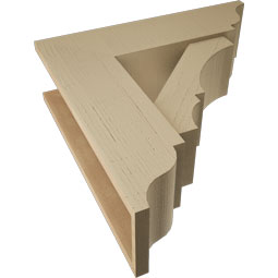 Ekena Millwork - BKTUR0756X26X26BOA01RCPR - Timberthane Faux Wood Balboa Style Bracket w/ Offset Brace, Traditional Ends, 7 1/2"W x 26"D x 26"H, Primed Tan