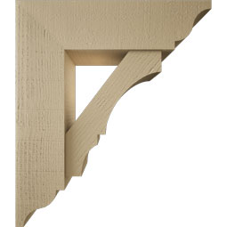 Ekena Millwork - BKTUR0756X26X30BOA01RCPR - Timberthane Faux Wood Balboa Style Bracket w/ Offset Brace, Traditional Ends, 7 1/2"W x 26"D x 30"H, Primed Tan