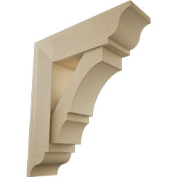 Ekena Millwork - BKTUR0756X26X30BOA01RCPR - Timberthane Faux Wood Balboa Style Bracket w/ Offset Brace, Traditional Ends, 7 1/2"W x 26"D x 30"H, Primed Tan