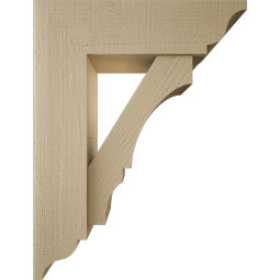 Ekena Millwork - BKTUR0756X26X34BOA01RCPR - Timberthane Faux Wood Balboa Style Bracket w/ Offset Brace, Traditional Ends, 7 1/2"W x 26"D x 34"H, Primed Tan