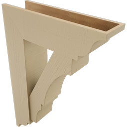 Ekena Millwork - BKTUR0756X26X38BOA01RCPR - Timberthane Faux Wood Balboa Style Bracket w/ Offset Brace, Traditional Ends, 7 1/2"W x 26"D x 38"H, Primed Tan