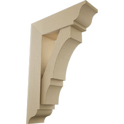 Ekena Millwork - BKTUR0756X26X38BOA01RCPR - Timberthane Faux Wood Balboa Style Bracket w/ Offset Brace, Traditional Ends, 7 1/2"W x 26"D x 38"H, Primed Tan