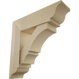 Ekena Millwork - BKTUR0756X28X28BOA01RCPR - Timberthane Faux Wood Balboa Style Bracket w/ Offset Brace, Traditional Ends, 7 1/2"W x 28"D x 28"H, Primed Tan