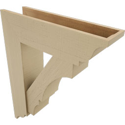 Ekena Millwork - BKTUR0756X28X36BOA01RCPR - Timberthane Faux Wood Balboa Style Bracket w/ Offset Brace, Traditional Ends, 7 1/2"W x 28"D x 36"H, Primed Tan