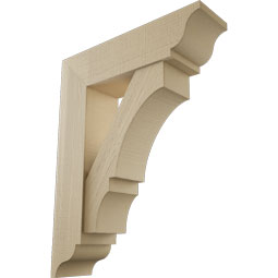 Ekena Millwork - BKTUR0756X28X36BOA01RCPR - Timberthane Faux Wood Balboa Style Bracket w/ Offset Brace, Traditional Ends, 7 1/2"W x 28"D x 36"H, Primed Tan