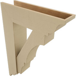 Ekena Millwork - BKTUR0756X28X40BOA01RCPR - Timberthane Faux Wood Balboa Style Bracket w/ Offset Brace, Traditional Ends, 7 1/2"W x 28"D x 40"H, Primed Tan