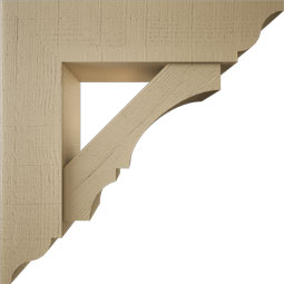 Ekena Millwork - BKTUR0756X30X30BOA01RCPR - Timberthane Faux Wood Balboa Style Bracket w/ Offset Brace, Traditional Ends, 7 1/2"W x 30"D x 30"H, Primed Tan