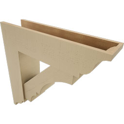 Ekena Millwork - BKTUR0756X30X30BOA01RCPR - Timberthane Faux Wood Balboa Style Bracket w/ Offset Brace, Traditional Ends, 7 1/2"W x 30"D x 30"H, Primed Tan