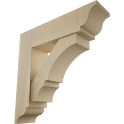 Ekena Millwork - BKTUR0756X30X30BOA01RCPR - Timberthane Faux Wood Balboa Style Bracket w/ Offset Brace, Traditional Ends, 7 1/2"W x 30"D x 30"H, Primed Tan