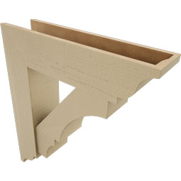 Ekena Millwork - BKTUR0756X30X34BOA01RCPR - Timberthane Faux Wood Balboa Style Bracket w/ Offset Brace, Traditional Ends, 7 1/2"W x 30"D x 34"H, Primed Tan