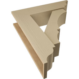 Ekena Millwork - BKTUR0756X30X34BOA01RCPR - Timberthane Faux Wood Balboa Style Bracket w/ Offset Brace, Traditional Ends, 7 1/2"W x 30"D x 34"H, Primed Tan