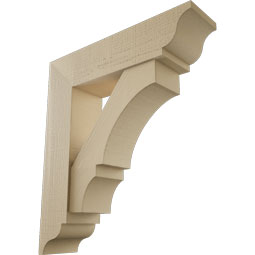 Ekena Millwork - BKTUR0756X30X34BOA01RCPR - Timberthane Faux Wood Balboa Style Bracket w/ Offset Brace, Traditional Ends, 7 1/2"W x 30"D x 34"H, Primed Tan
