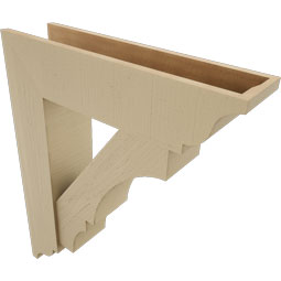 Ekena Millwork - BKTUR0756X30X36BOA01RCPR - Timberthane Faux Wood Balboa Style Bracket w/ Offset Brace, Traditional Ends, 7 1/2"W x 30"D x 36"H, Primed Tan
