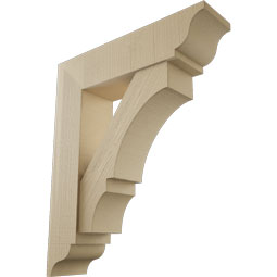 Ekena Millwork - BKTUR0756X30X36BOA01RCPR - Timberthane Faux Wood Balboa Style Bracket w/ Offset Brace, Traditional Ends, 7 1/2"W x 30"D x 36"H, Primed Tan