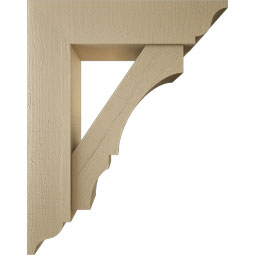 Ekena Millwork - BKTUR0756X30X38BOA01RCPR - Timberthane Faux Wood Balboa Style Bracket w/ Offset Brace, Traditional Ends, 7 1/2"W x 30"D x 38"H, Primed Tan